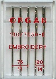 Organ 5x Embroidery Machinenaald nr 75/90, 10 doosjes